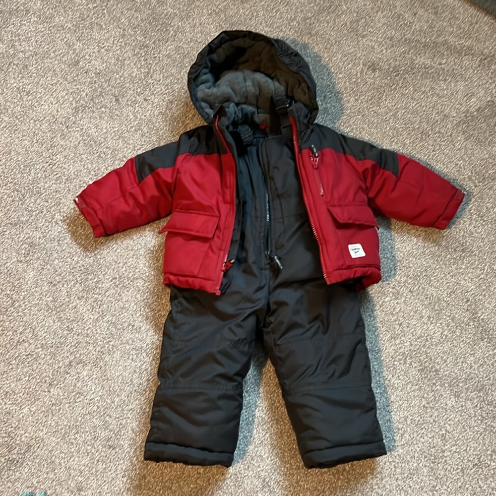 OshKosh B'gosh Red and Gray Puffer Jacket with Snow pants set